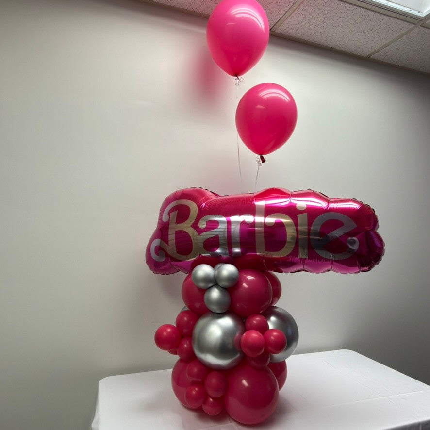 Custom helium balloon design in pink and silver